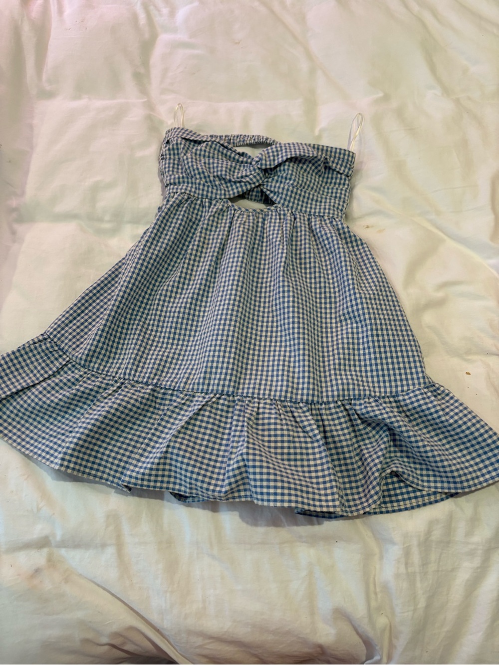 Blue Gingham Cutout Sundress